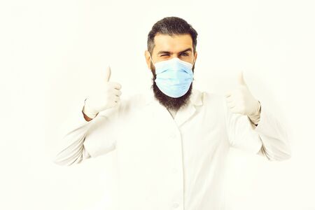 Bearded brutal caucasian doctor or postgraduate studentの写真素材