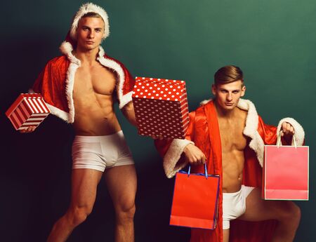 handsome macho santa twinsの写真素材