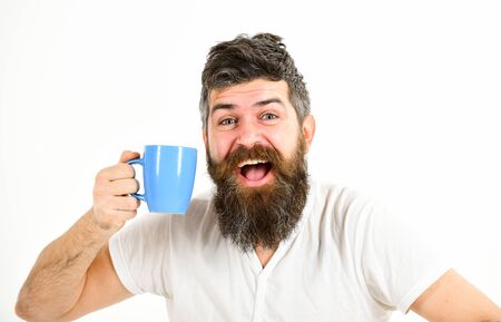 Energetic and successful macho, copy space. Hipster with beardの写真素材