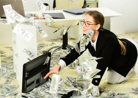 Woman counting money. Business challenges. Owner of small business. Accounting and banking....