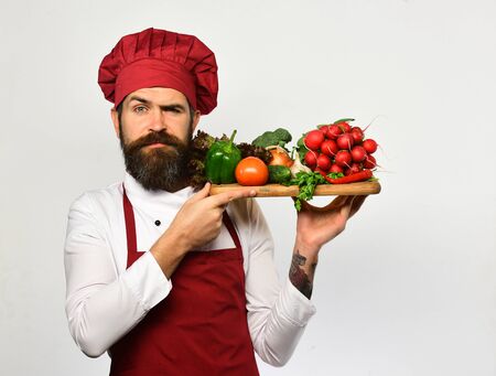 Man with beard isolated on white background.