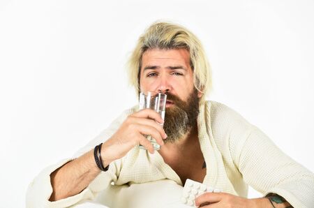 Missed night of sleep is fairly common experience for young people. Hangover concept. Man painful...