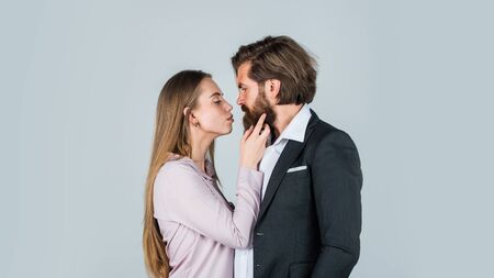 spending time together. romantic relations and family bonding. tender and happy. romance. express desire. Elegant couple in love. Date of beautiful couple. Man and woman dating. Life togetherの写真素材