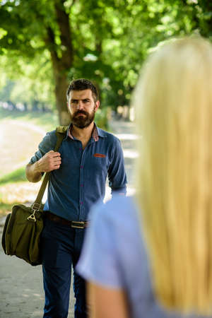 Beautiful woman waiting for boyfriend outdoors. Love or break upの写真素材