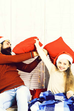 santa man with blonde girlの写真素材