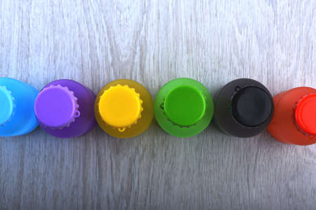 Set of bottles in different color. Energy drinks containersの写真素材