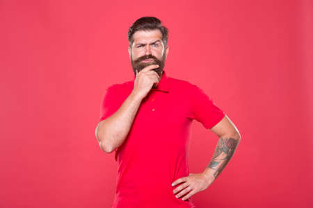 Man with beard making decision. Businessman attractive mature man. Bearded hipster thinking.の写真素材