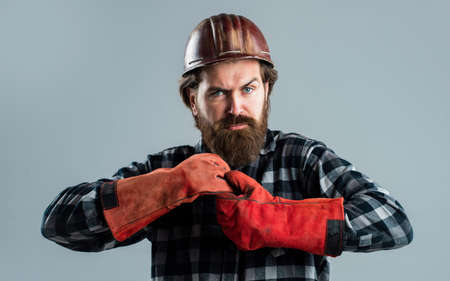 construction worker wear safety helmet.の写真素材