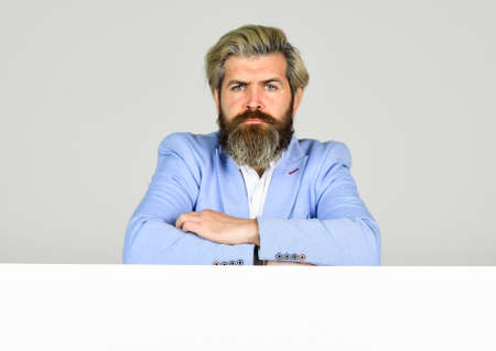 business aspirations. formal male with copy space. stylish man wear glamour blue jacket. management...