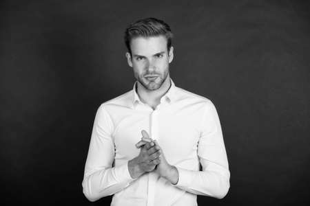 Develop healthy skin. Young man with unshaven facial skin. Skin care routine. Healthcare. Mens...