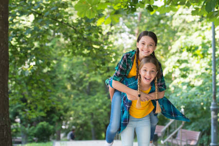 portrait of happy sisters.の写真素材