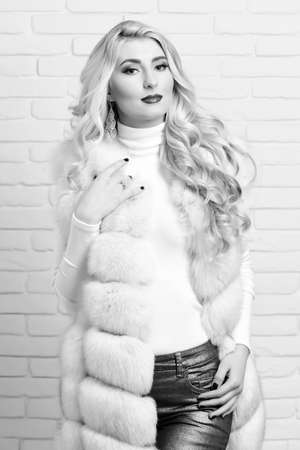 fashionable sexy woman in furの写真素材