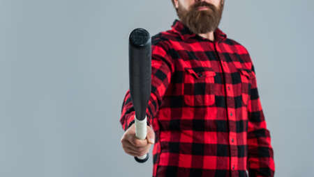bearded male hipster ready to fight. mature man in checkered shirt. success at any cost. selective...