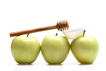 Apples placed in row isolated on white background.の写真素材