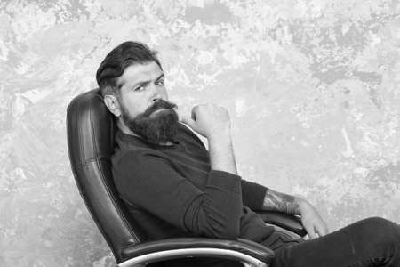 Bearded businessman wear business casual. Brutal look of businessman with hipster beard and...