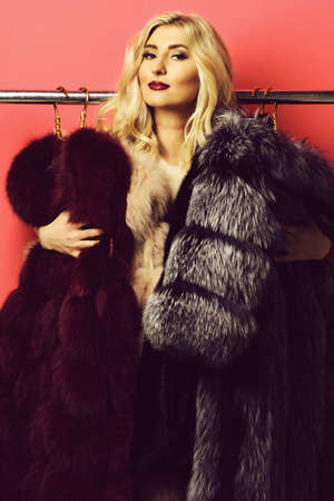 fashionable sexy woman in furの写真素材