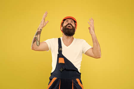 Finally. Engineered environment trend. Builder hard hat. Improvement and renovation. Brutal man...