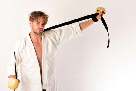 Mixed martial arts concept. MMA fighter with strong bodyの写真素材