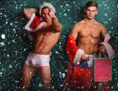 handsome macho santa twinsの写真素材
