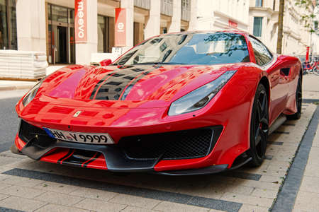 Supercar Lamborghini Huracan LP 610-4 black color parked at the street in Hamburgのeditorial素材