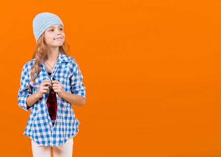 Valentine baby on orange backgroundの写真素材