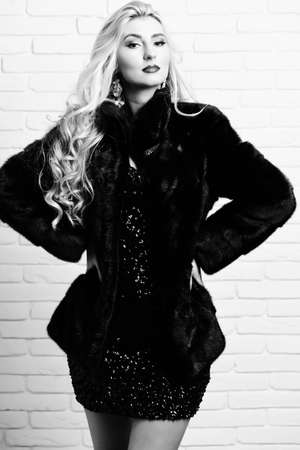 fashionable sexy woman in furの写真素材