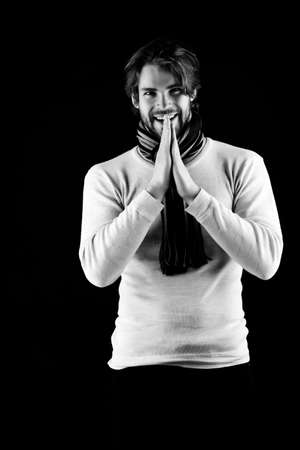 Guy with beard and moustache smiling or laughingの写真素材
