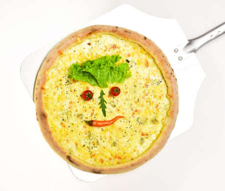 Four cheeses pizza with crunchy edge. Quattro formaggiの写真素材