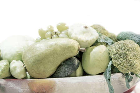 green fruit and vegetables compositionの写真素材