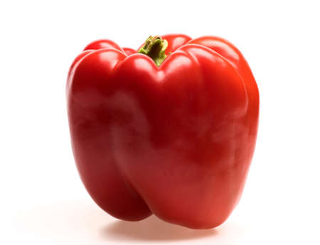 Bell pepper of bright red color isolated on white background.の写真素材