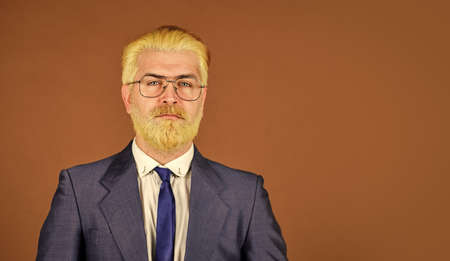 Handsome businessman. Serious intentions. Businessman formal suit. Leadership concept. Well groomed ceo head of department. Office worker. Businessman lifestyle. Business reputation. Formal fashionの写真素材