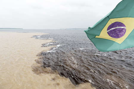water meeting in brazil -amazon river with rio del negro