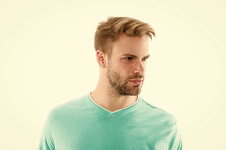 Trimming bristle. Facial hair become more fashionable. Handsome guy with stylish beard shape. Beard grooming. Beard barber. Barbershop concept. Hairdresser salon. Product for styling male hairdoの写真素材