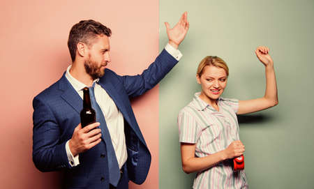 Alcoholism problem. Drunk man. Drunk worker after workday. Girl meet alcoholic guy. Housewife and...