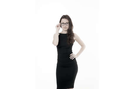 Official event. Elegant girl wear high heels. Simple elegant dress. Dress for what you want. Woman...