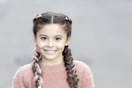 Good mood concept. Beautiful kid with fresh look and skin. International childrens day. Happy...