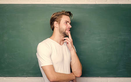 man at blackboard. get knowledge here. college life. young tutor. teachers day. private teaching....