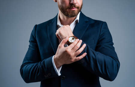 Take a break. male fashion accessory. agile business. man with hand watch. stylish business man....