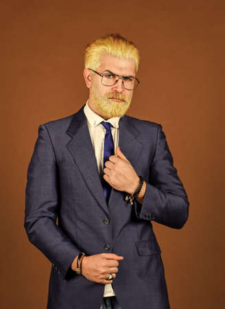 Boss owner and founder. Head of department. Office worker. Businessman lifestyle. Business reputation. Fashion eyewear. Handsome businessman. Businessman formal suit. Smart management conceptの写真素材