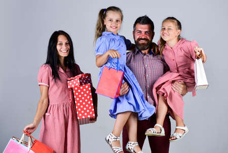 happy family hold holiday gifts, shopping, gifts, shoppingの写真素材