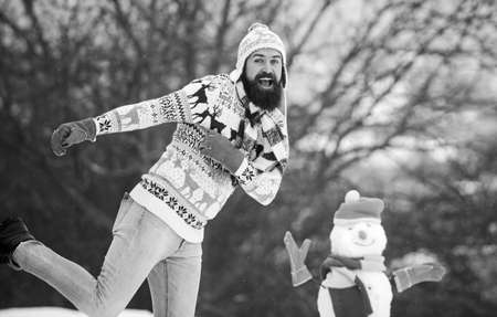 Have fun winter day. Let it snow. Christmas holidays. Active lifestyle. Snow games. Leisure on fresh...