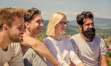 Hang out together. Youth relaxing. Carefree friends concept. True friendship. Spending time with...