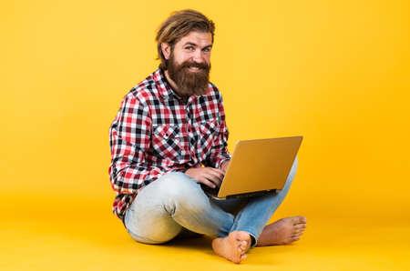 Flood on the internet. happy man won in lottery. Distance learning. feel the success. work from home...