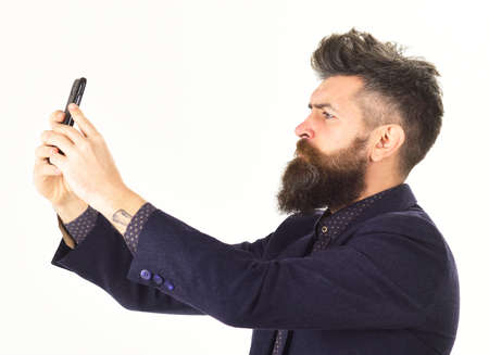 Hipster takes self photo Social network and self photo concept
