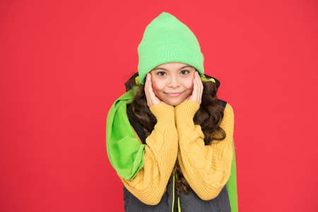 beauty in style. cute teen girl wear knitted clothes. xmas winter shopping. cold season fashion....