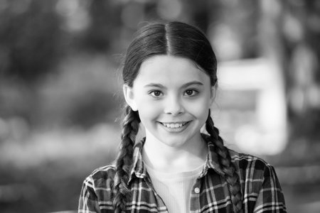 Healthy smile begins with child. Happy kid smile on summer day. Little girl with cute smile...