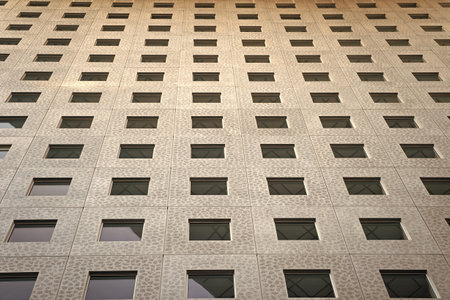 Concrete construction with glass windows. House building construction. Architecture and construction...