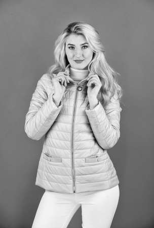 stylish woman in casual style. Clothes shop fashion. express confidence and charm. Trendy haircut. Blond model with long shiny hairstyle. Beauty Salon. Portrait of beautiful sexy girl. Funky beautyの写真素材