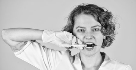 Anesthesia and painkillers. Vaccination syringe needle. Hospital staff. Medicines. Nurse preparing injection. Stop epidemic. Health care.   Vaccination concept. Vaccination programの写真素材