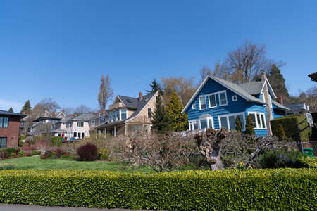 neighborhood with townhome houses outside the city, neighborsの写真素材